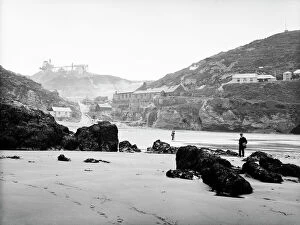 Wheels Gallery: Trevaunance Beach at low tide, St Agnes, Cornwall. Probably 20th July 1910
