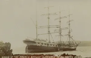 Wreck of the French four-masted barque Asnieres grounded at St Mawes, St Just in Roseland Wreck of the French four-masted barque Asnieres grounded at St Mawes, St Just in Roseland