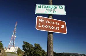 <b class=qtipBold><figcaption>New Zealand-Wellington-Feature</figcaption></b><br>A sign stands on Mount Victoria Lookout in Wellington during the Rugby World Cup. AFP PHOTO/Peter PARKS / AFP PHOTO / PETER PARKS<br><em>© Copyright Agence France-Presse (AFP) - All Rights Reserved</em> New Zealand-Wellington-Feature