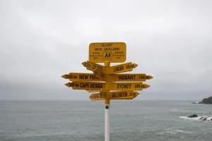 <b class=qtipBold><figcaption>Nzealand-Feature-Direction-Signs</figcaption></b><br>A picture shows direction signs with the distances of various cities at Stirling Point in Bluff on September 14, 2011. AFP PHOTO / MARTIN BUREAU / AFP PHOTO / MARTIN BUREAU<br><em>© Copyright Agence France-Presse (AFP) - All Rights Reserved</em> Nzealand-Feature-Direction-Signs