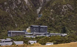 <b class=qtipBold><figcaption>Nzealand-Mt Cook</figcaption></b><br>A photo taken on Febraury 25, 2015, shows the Hermitage Hotel and the Sir Edmund Hillary Alpine Centre which sit at the foot of New Zealand's highest mountain Mt Cook - also known by it's Maori name of Aoraki - located in the Southern Alps on the South Island at a height of 3, 724 metres (12, 218 ft). AFP PHOTO / William WEST<br><em>© Copyright Agence France-Presse (AFP) - All Rights Reserved</em> Nzealand-Mt Cook
