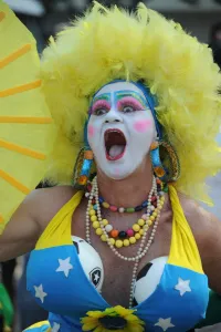 Offbeat Quirky Images Gallery: People take part in a protest during the FIFA World Cup match Brazil vs Chile
