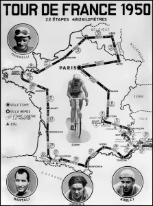 Tour De France Prints: Official Tour de France Cycliste 1950 Print