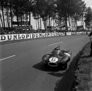 Print of Mike Hawthorn driving Jaguar D-Type at Le Mans