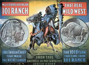 Oglala Sioux Gallery: 101 Ranch Wild West Show poster, featuring Iron Tail, 1913 (colour litho)