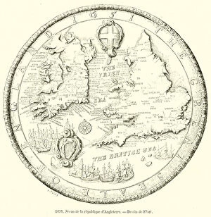 1651, Sceau de la republique d'Angleterre (engraving)