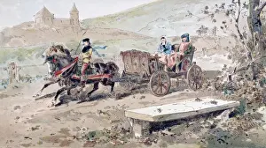 16th Century Horse Drawn Open Carriage, 1886 (colour litho) 16th Century Horse Drawn Open Carriage, 1886 (colour litho)