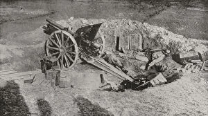 War & Military Scenes: 20th Century Gallery: An abandoned field gun of the Austrian army after their defeat by the Servians during World War I
