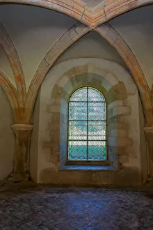 Abbey of Fontenay. Stained glass in the Chapter house. (photography) Abbey of Fontenay. Stained glass in the Chapter house. (photography)