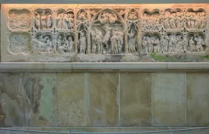 Abbey of Fontenay. Detail of the wall of the abbey church chevet Abbey of Fontenay. Detail of the wall of the abbey church chevet