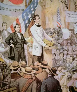 Abraham Lincoln (1809-65) in public debate with Stephen A Abraham Lincoln (1809-65) in public debate with Stephen A