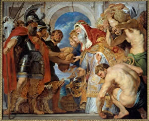 Abraham and Melchisedech. Returning from a victorious campaign