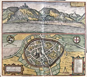 Accurate illustration of the town of Munstermaifeld in Maifeld, Germany, 1576 (engraving Accurate illustration of the town of Munstermaifeld in Maifeld, Germany, 1576 (engraving