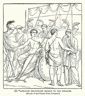 Achilles delivering Briseis to the Heralds (engraving)