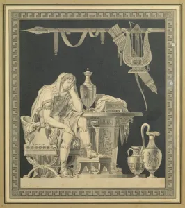 Achilles mourning the death of Patroclus (pen & ink on paper) Achilles mourning the death of Patroclus (pen & ink on paper)