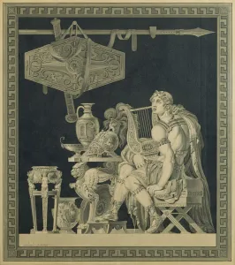 Achilles playing the lyre (pen & ink on paper) Achilles playing the lyre (pen & ink on paper)