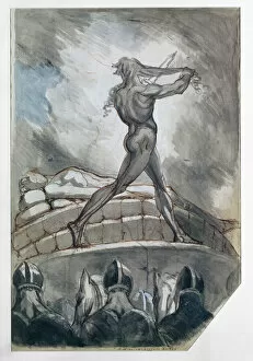 Achilles sacrificing his hair for Patroclus, 1800-5 (pen and ink wash on paper)