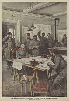 Reported Gallery: Before the action, the offices of an army command, while preparing an operation (colour litho)