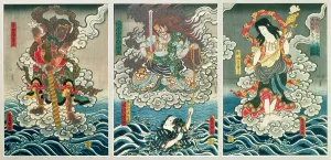 The actor Ichikawa Ebizo V as the deity Fudo Myoo rescuing Ichikawa Danjuro VIII The actor Ichikawa Ebizo V as the deity Fudo Myoo rescuing Ichikawa Danjuro VIII