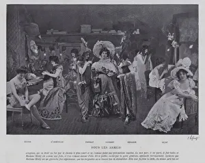 Dressing Room Gallery: Actresses in the dressing rooms of the Theatre des Varietes, Paris (b / w photo)