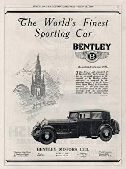 Car Motor Gallery: Advertisement for Bentley Cars, 1929 (litho)