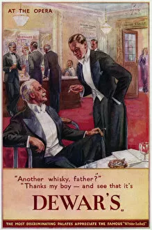 Pleasure Gallery: Advertisement for Dewars Whisky: At The Opera (colour litho)