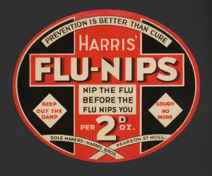Advertisment for Harris Flu-Nips (colour litho) Advertisment for Harris Flu-Nips (colour litho)
