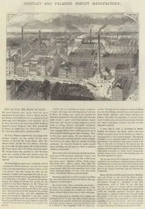 Advertisement, Huntley and Palmers Biscuit Manufactory (engraving) Advertisement, Huntley and Palmers Biscuit Manufactory (engraving)