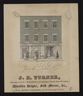 Mercer Gallery: Advertisement for J B Turner, woollen draper and silk mercer, 125 High Street, Southampton