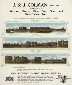 Advertisement: J & J Colman, Norwich (coloured photo) Advertisement: J & J Colman, Norwich (coloured photo)