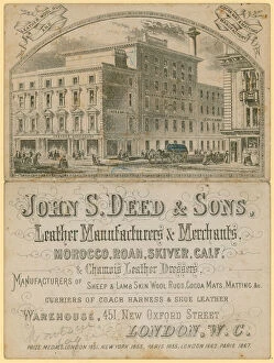 Leathers Gallery: Advert for Johns Deed & Sons, leather manufacturers and merchants, 451 New Oxford Street