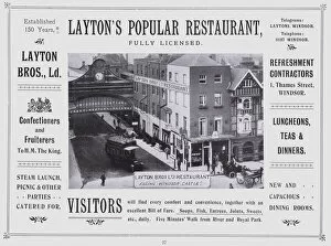 Windsor Collection: Advertisement for Layton Brothers Restaurant, Windsor, Berkshire (b / w photo)