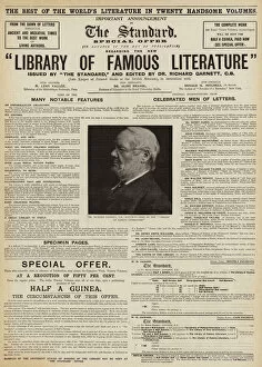 Advertisement, Library of Famous Literature (engraving)
