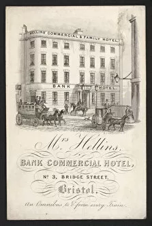 Bridge Street Gallery: Advertisement for Mrs Hellins Bank Commercial Hotel, 3 Bridge Street, Bristol (engraving)