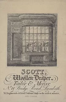 Mercer Gallery: Advertisement for Scott, woollen draper, tailor and mercer, Lambeth, London (litho)