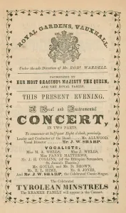 Advertisement for Vauxhall Gardens, London (engraving) Advertisement for Vauxhall Gardens, London (engraving)