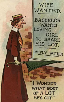 Bachelors Gallery: Advertisement for a wife (colour litho)
