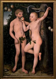 Adam and Eve. Painting by Lucas Cranach the former (1472-1553), circa 1538 Adam and Eve. Painting by Lucas Cranach the former (1472-1553), circa 1538