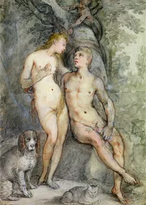 Adam and Eve (pencil and coloured pencil on paper) Adam and Eve (pencil and coloured pencil on paper)