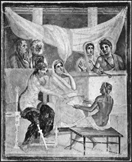 Two Sweethearts Gallery: Admetus and Alcestis listening to the oracle, from Pompeii, House of the Tragic Poet (fresco)