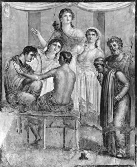 Suitor Gallery: Admetus and Alcestis listening to the oracle, from Pompeii, House of the Tragic Poet (fresco)
