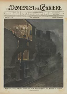 Speeding Collection: An admirable act of value, a railway brakeman rescues a traveling train alone... (colour litho)