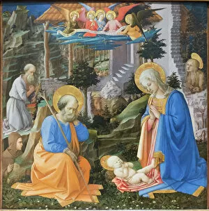 Mary Magdalene Gallery: Adoration of the Christ Child with saints and angels, 1455 circa, (tempera on wood)