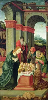 German School Gallery: The Adoration of the Shepherds, Cologne School (oil on panel)
