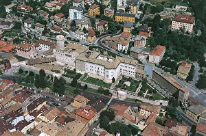 Aerial view of buildings in a city, Buonconsiglio Castle, Trento, Trentino Aerial view of buildings in a city, Buonconsiglio Castle, Trento, Trentino