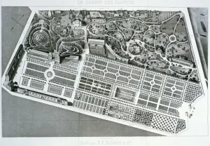 Aerial view of the plan of the Jardin des Plantes in Paris, 1842 (litho) Aerial view of the plan of the Jardin des Plantes in Paris, 1842 (litho)