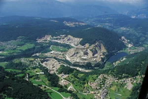Aerial view of a village at a hillside, Pergine Valsugana, Trentino, Italy (photo) Aerial view of a village at a hillside, Pergine Valsugana, Trentino, Italy (photo)