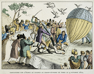 Aerostat: Cartoon on Denghen's failure at the Champs de Mars in Paris, 4 Oct. 1812 Aerostat: Cartoon on Denghen's failure at the Champs de Mars in Paris, 4 Oct. 1812