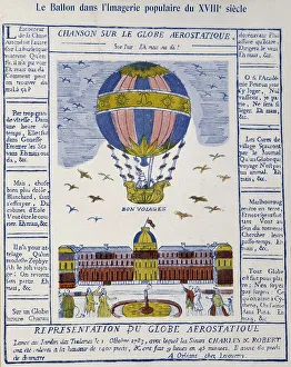 Aerostat: song on the aerostatic globe, 18th century (engraving) Aerostat: song on the aerostatic globe, 18th century (engraving)