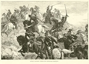 Affair between Uhlans and Chasseurs d'Afrique, August 1870 (engraving)